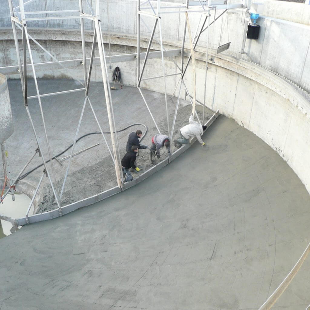réparation de béton à la station d’épuration de Herve
